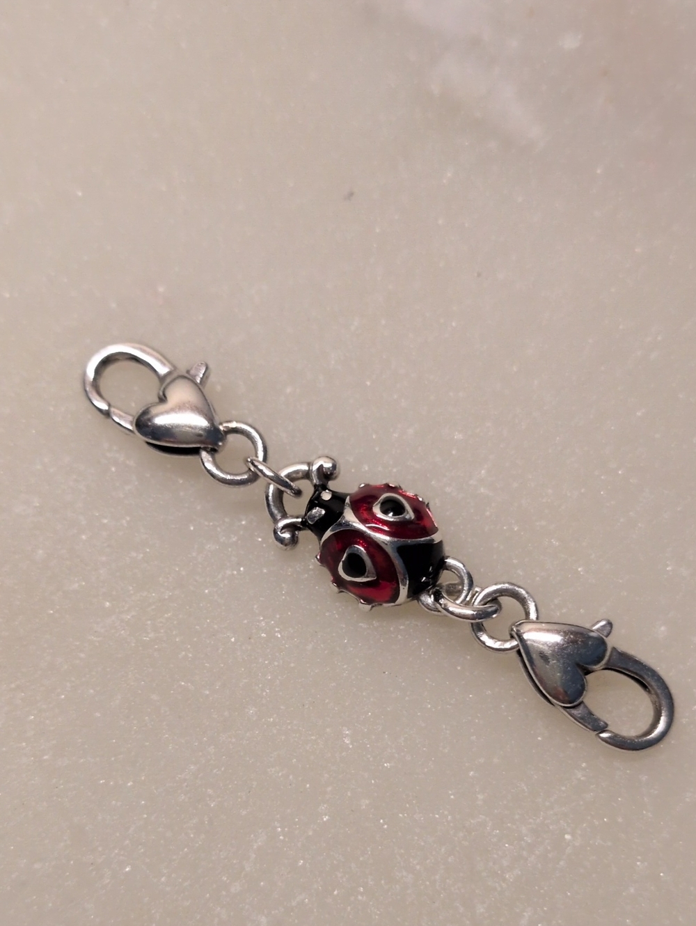 NEW! RARE!! Brighton Ladybug Extension Double Heart Clasp Necklace/Bracelet